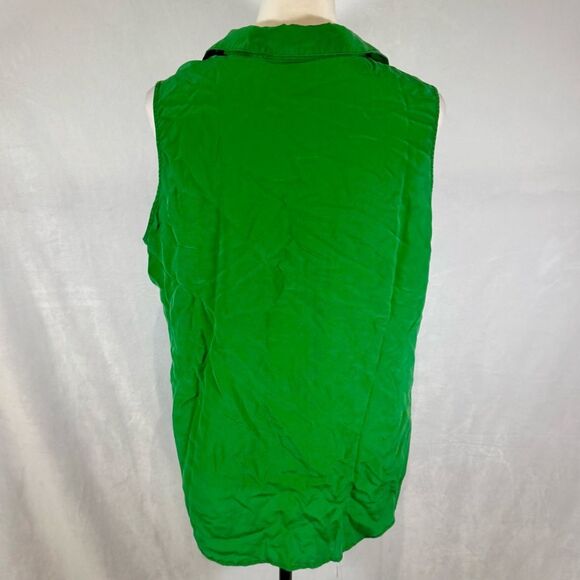 Worthington 100% silk Kelly green sleeveless button down top size XL - Picture 3 of 6